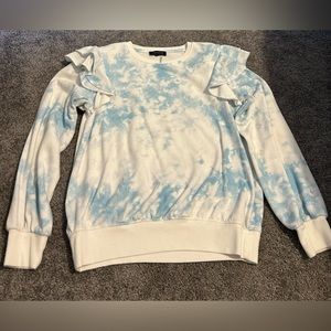 1. State, small, blue and white tie dye crewneck